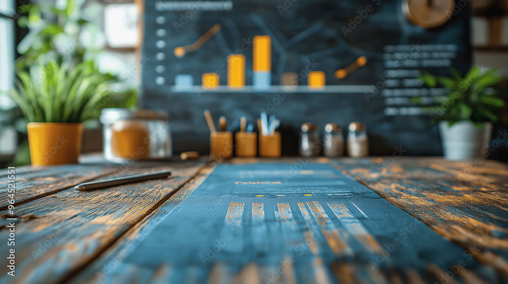 Business Meeting Table with Chart and Pen Closeup Business Meeting Table with Chart and Pen Closeup