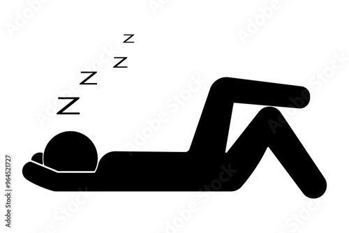 Isolated pictogram sing of sleeping man illustration. hand drawn black sleep man.