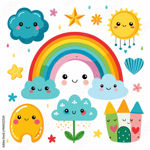 set of cute rainbow collection