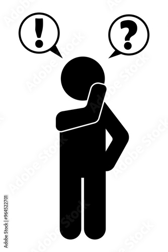 Man confused black icon. pictogram thinking man illustration.