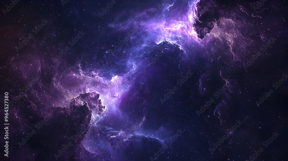 Fototapeta premium Captivating Cosmic Nebula with Swirling Ethereal Stars and Vibrant Purple-Blue Tones