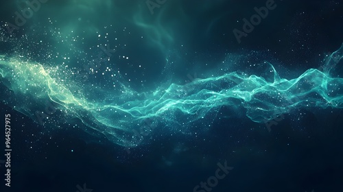 Mesmerizing Abstract Digital Waves with Glowing Particles in Ocean Tones