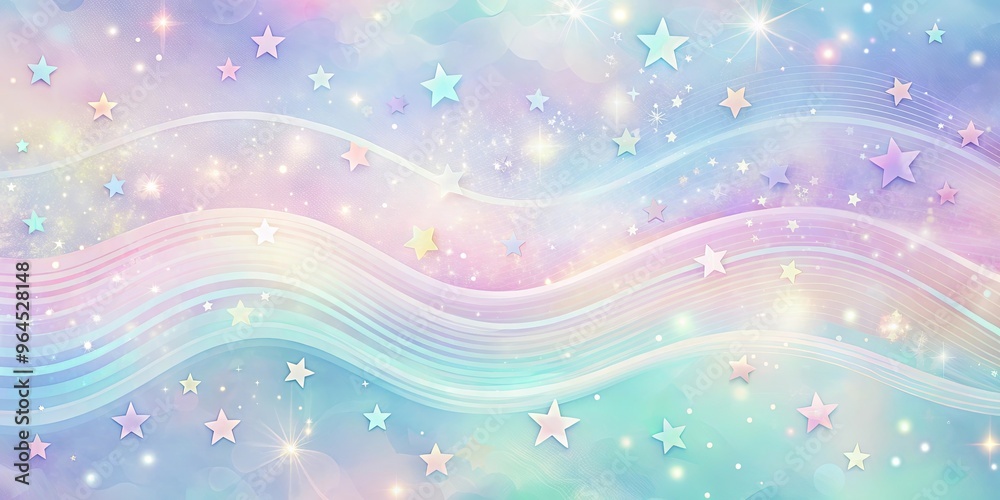 Soothing pastel wallpaper with wave textures and star sparkles perfect for relaxation and tranquility