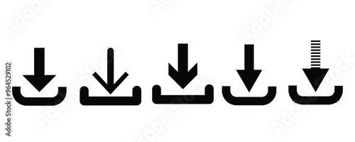 Download icon. Downloading sign. Download button. Arrow downloading icon. Download files icon. Vector illustration.