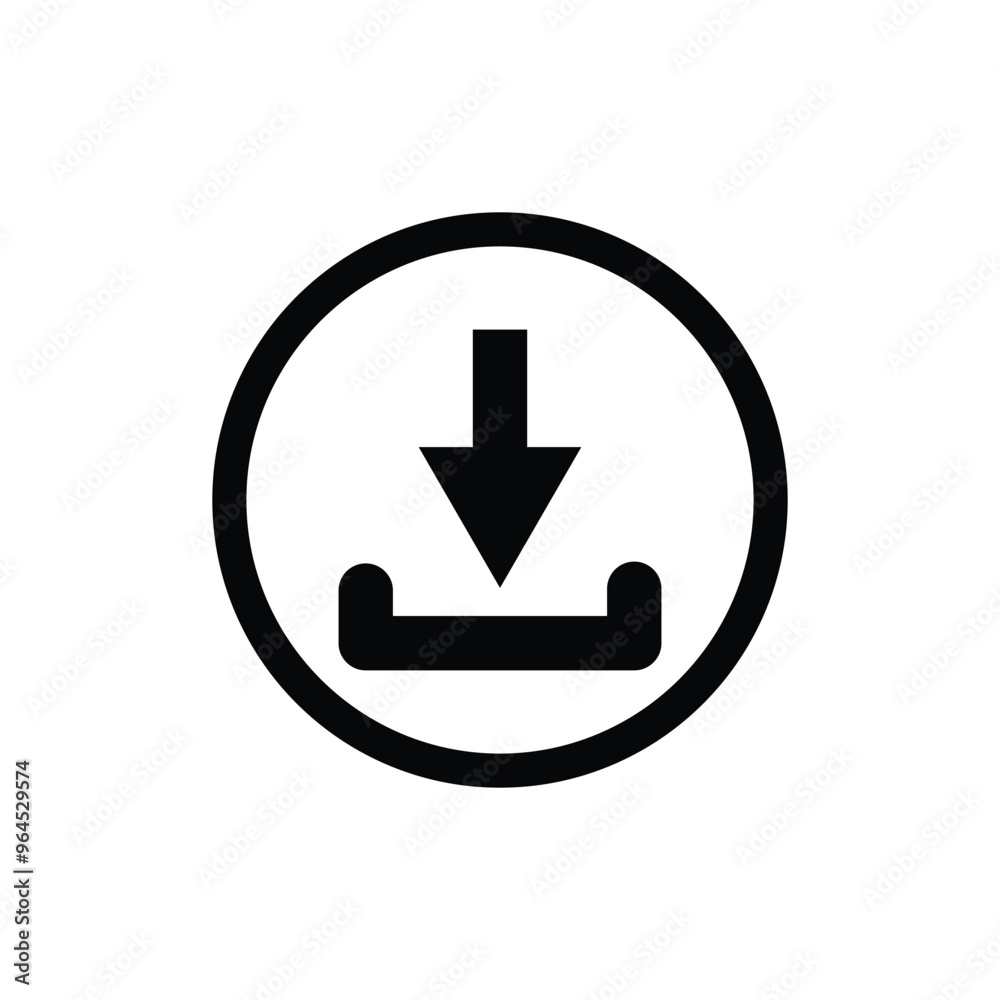 Downward Icon, download icon in trendy flat style, install symbol vector illustration. Downward Icon, download icon in trendy flat style, install symbol vector illustration.