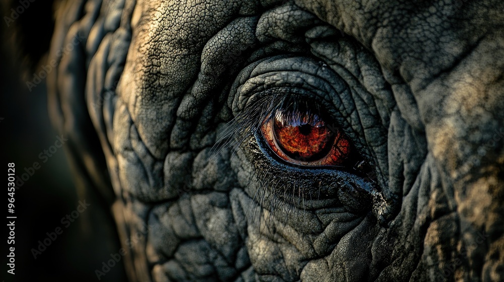 A close-up of an elephant eye in Kenya Amboseli National Park, showing the rough texture of its skin.