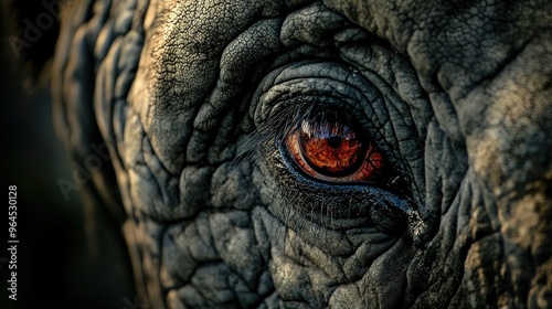 A close-up of an elephant eye in Kenya Amboseli National Park, showing the rough texture of its skin.