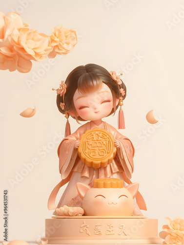 中秋佳节一位可爱的古风女孩