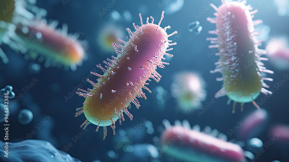 Animated depiction of germs with copy area Animated depiction of germs with copy area