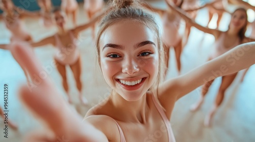 Smiling Ballerina Taking Selfie