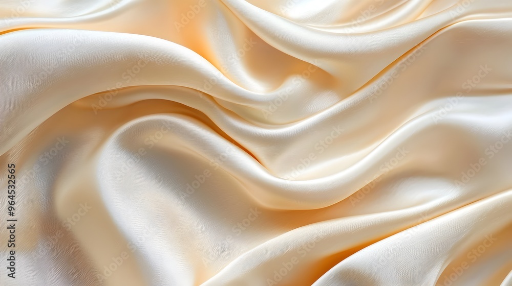 Obraz premium Champagne-Colored Satin Fabric with Delicate Ripples,Elegant and Soft Design