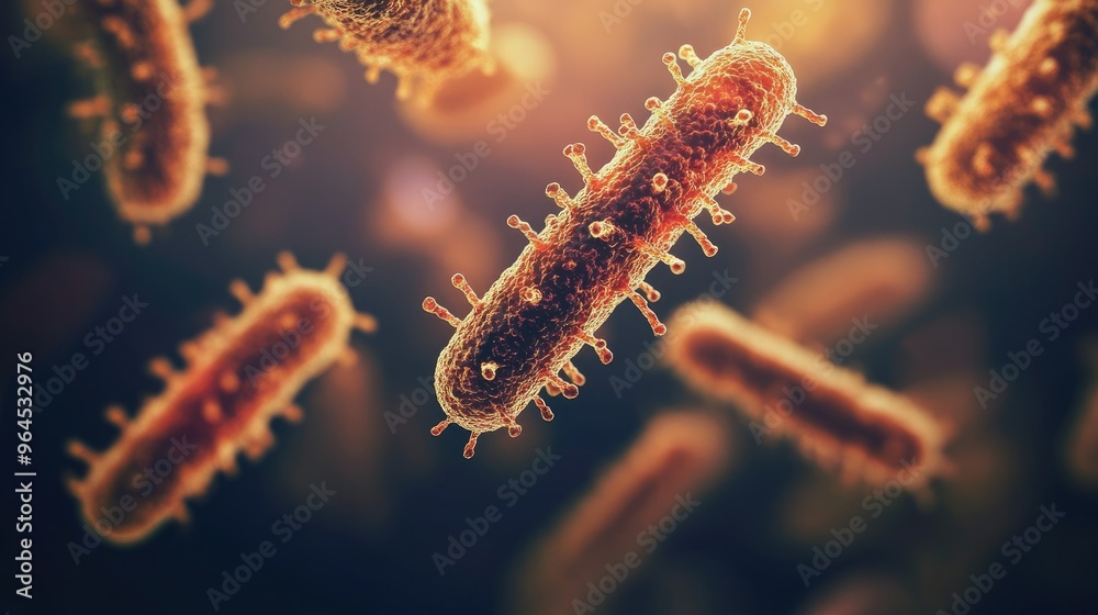 Fototapeta premium Bacteria on a surface with clear copy space