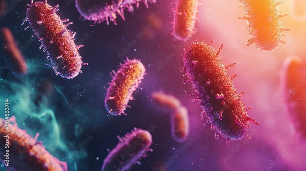 Close-up of bacteria with space for health tips Close-up of bacteria with space for health tips