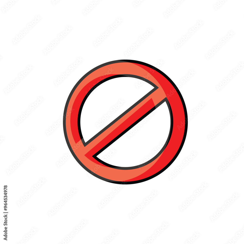 Prohibited circle red & black sign icon. Ban Sign icon vector illustration. Red & black circle with cross line symbol. Caution frame symbol. Forbidden stop sign. Prohibited circle red & black sign icon. Ban Sign icon vector illustration. Red & black circle with cross line symbol. Caution frame symbol. Forbidden stop sign.