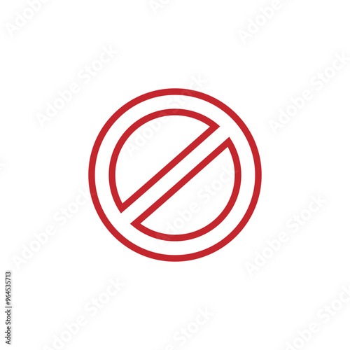 Prohibition and ban sign, Red strikethrough circle, Simple flat vector icon illustration.