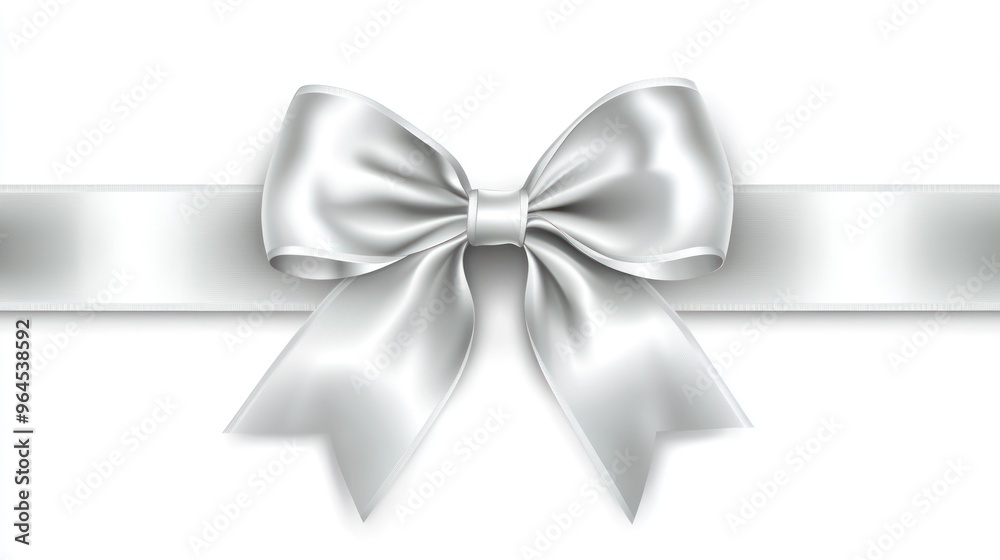 Naklejka premium Silver Bow with Ribbon Decoration