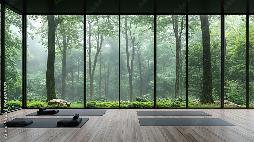 Serene yoga space featuring warm earthy tones, inviting cushions, and calming decor Serene yoga space featuring warm earthy tones, inviting cushions, and calming decor