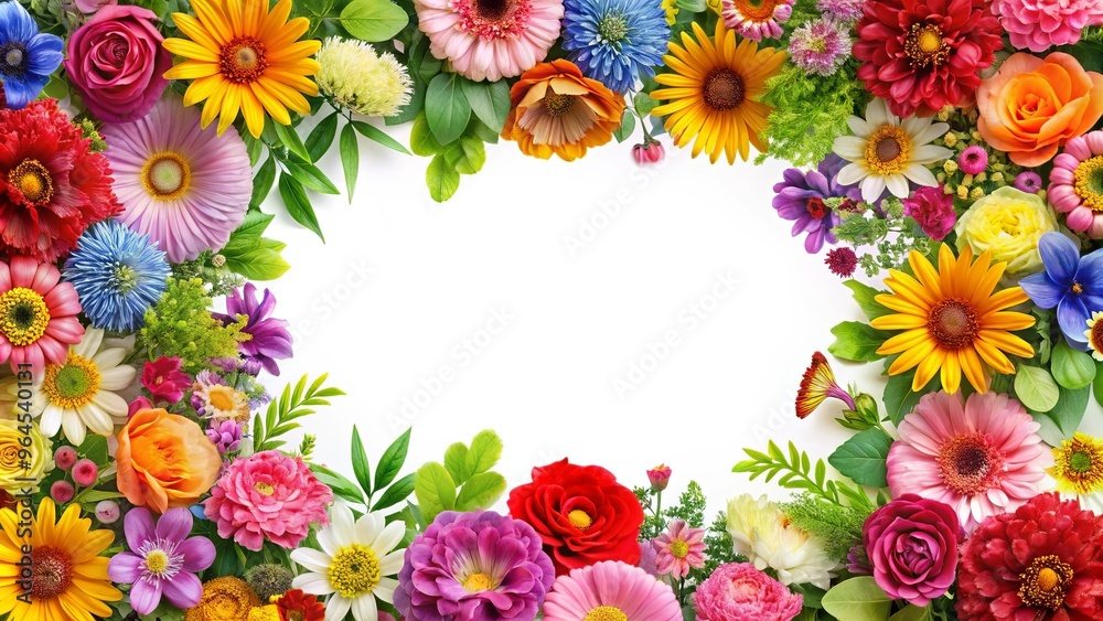 Vibrant floral border with space for text ideal for creative projects Vibrant floral border with space for text ideal for creative projects