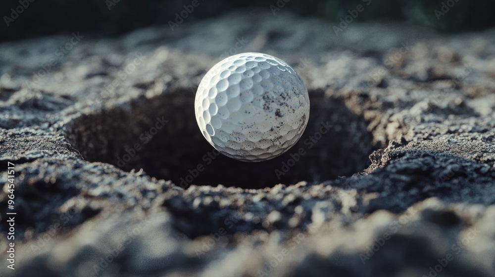 Golf ball about to fall into the hole Golf ball about to fall into the hole