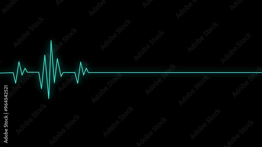 4k animation cyan color heart beat with line on background. 4k seamless loop animation. 4k animation cyan color heart beat with line on background. 4k seamless loop animation.