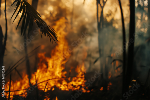 uncontrolled fire in the forest