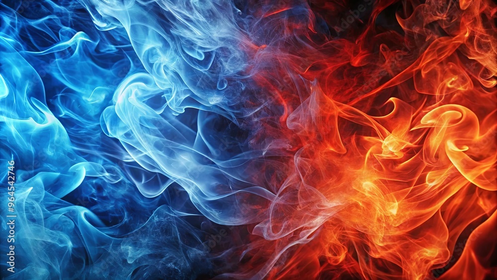 Vibrant red and blue wallpaper design featuring organic fire and ice shapes Vibrant red and blue wallpaper design featuring organic fire and ice shapes