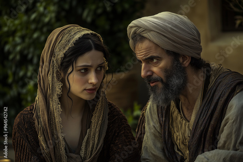 man giving advice to Maria, biblical stories