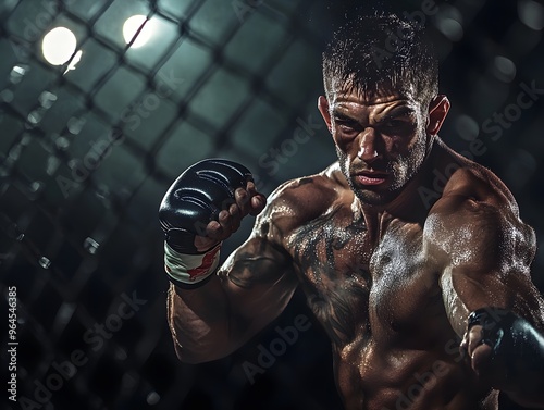 Ultrarealistische MMA Käfigkampf-Action im Rampenlicht