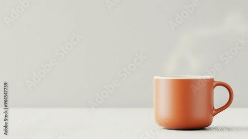 Warm cup of tea, with steam rising, winter theme, 3D illustration, copy space for text, photo