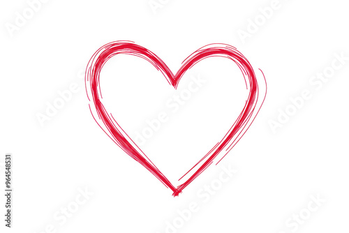 A simple hand-drawn red heart symbol on a transparent background, perfect for Valentine's Day, love themes, and romantic designs.