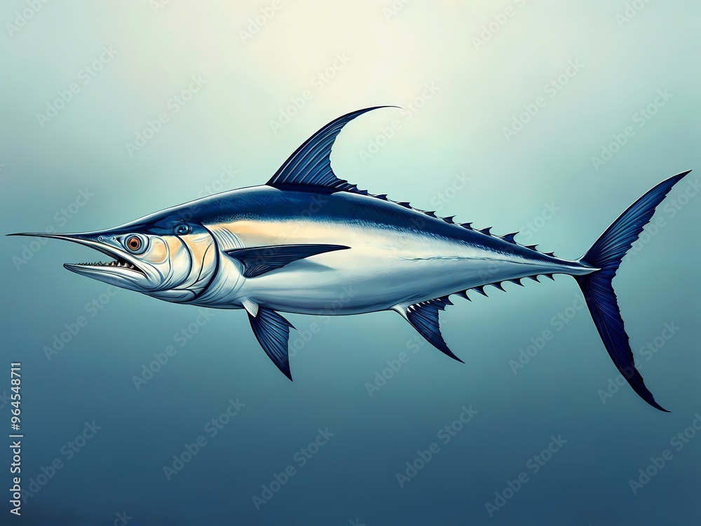 Fototapeta premium Bluefin Tuna in Motion with Streamlined Body