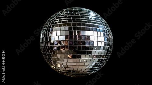 Silver Disco Ball on Black Background