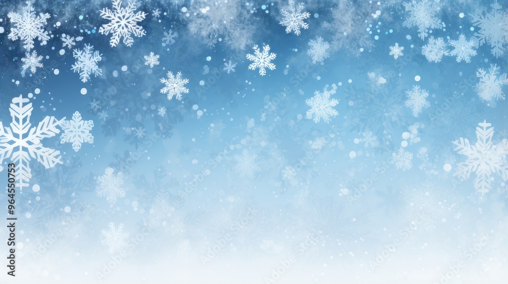 A serene winter background featuring falling snowflakes against a gradient blue backdrop, ideal for seasonal designs. A serene winter background featuring falling snowflakes against a gradient blue backdrop, ideal for seasonal designs.
