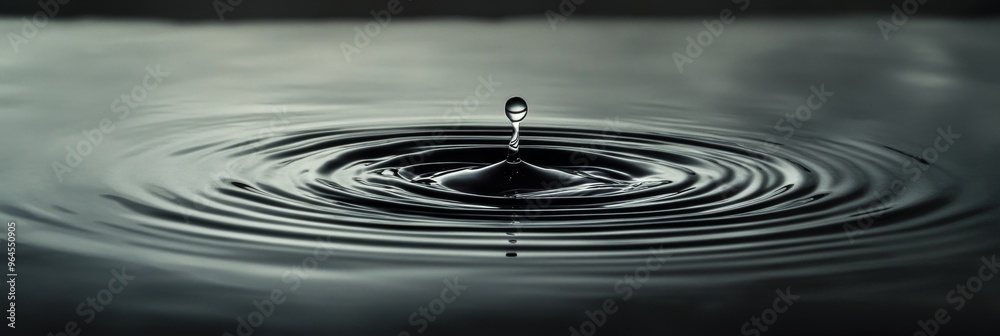 A single drop of water, captured in mid-air just before it touches the surface, creating a delicate ripple that spreads outward. A single drop of water, captured in mid-air just before it touches the surface, creating a delicate ripple that spreads outward.