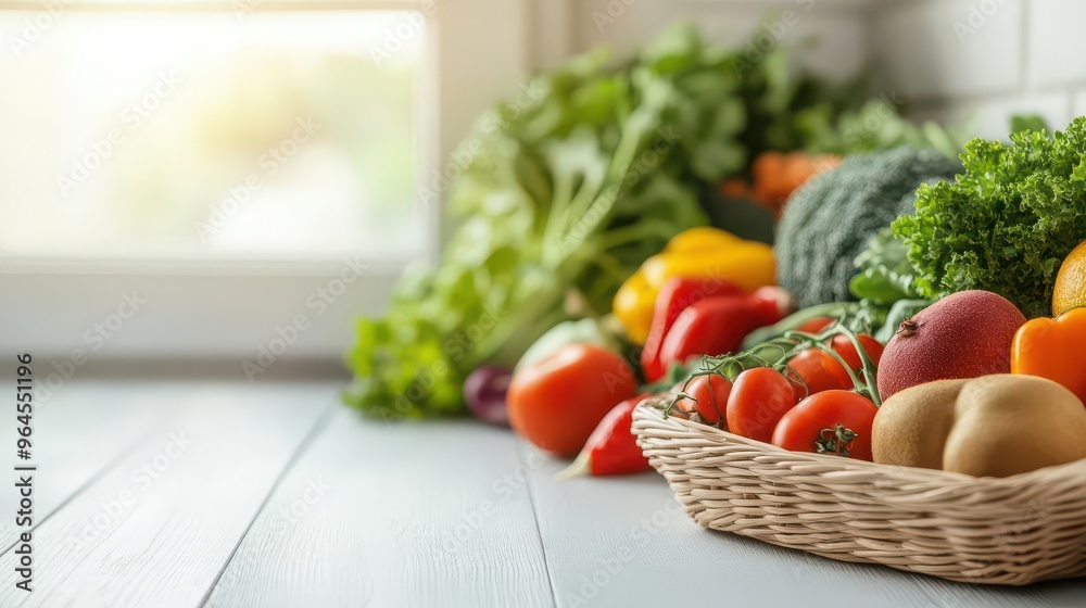 Fresh vegetables arranged beautifully in a basket on a wooden surface, showcasing vibrant colors and healthy choices. Fresh vegetables arranged beautifully in a basket on a wooden surface, showcasing vibrant colors and healthy choices.
