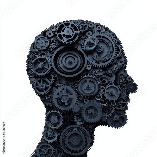 Wallpaper Mural Mechanical gears turning inside a robotic head while it processes real-time stock data, precision, AI-driven decision-making in financial trading Torontodigital.ca