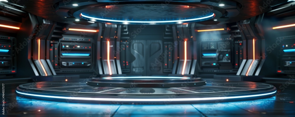 Podium mockup featuring a futuristic design. Podium mockup featuring a futuristic design.