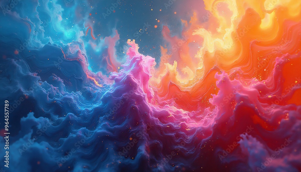Chemical reaction abstract design with swirling fluid dynamics and intricate textures, vibrant hues, space for text Chemical reaction abstract design with swirling fluid dynamics and intricate textures, vibrant hues, space for text