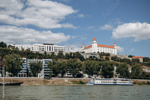 Photography View of the center of Bratislava from the Danube