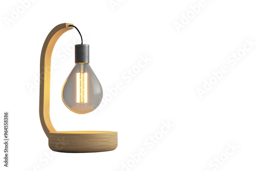 Wallpaper Mural Modern wooden table lamp with an exposed filament light bulb on a transparent background. perfect for minimalist interior designs or decor projects. Torontodigital.ca