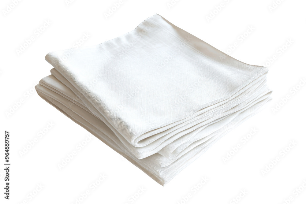 Stack of clean, folded white napkins isolated on transparent background. Perfect for dining, events, and household use. Stack of clean, folded white napkins isolated on transparent background. Perfect for dining, events, and household use.