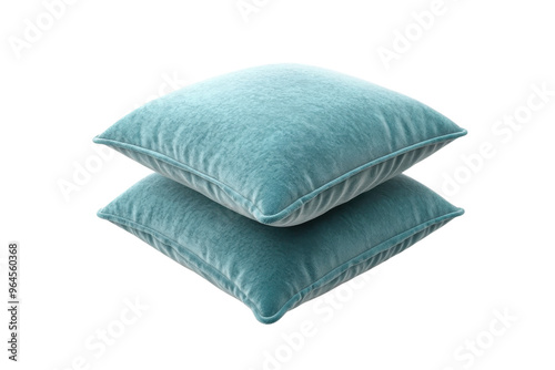 Two teal pillows stacked together, showcasing soft texture and comfortable design for home decor and relaxation.