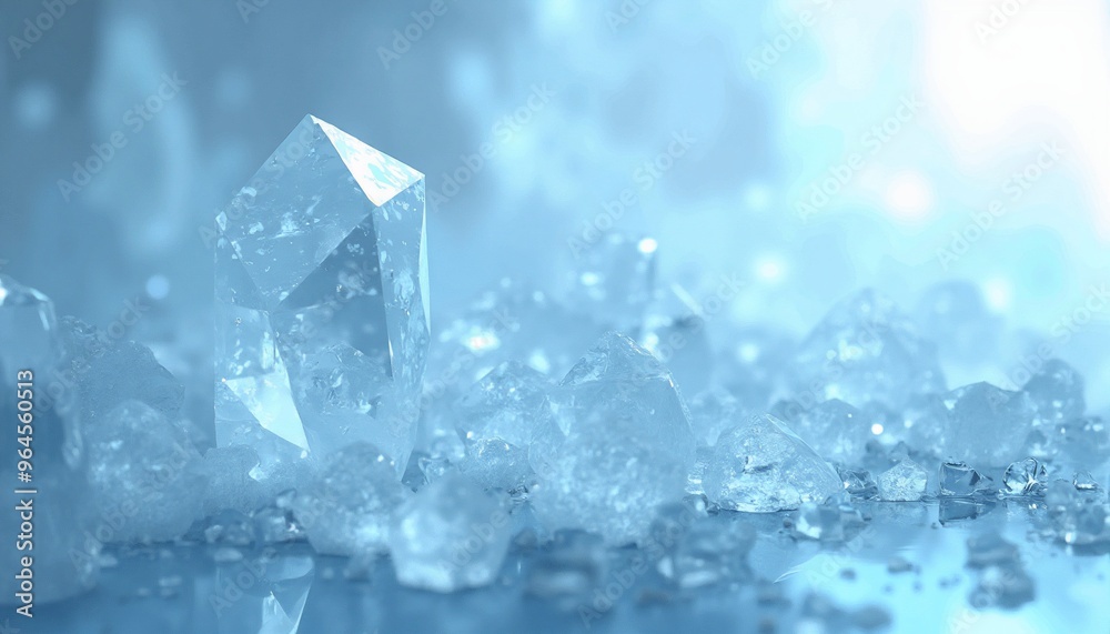 Glassy abstract background with sharp crystalline shapes and icy reflections Glassy abstract background with sharp crystalline shapes and icy reflections