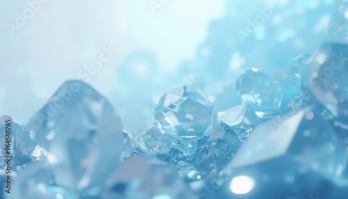 High-resolution abstract icy background with crystalline shapes and reflections