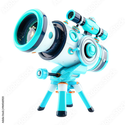 A vibrant, high-tech telescope with futuristic design and blue accents, perfect for astronomy enthusiasts and educational purposes., transparent background