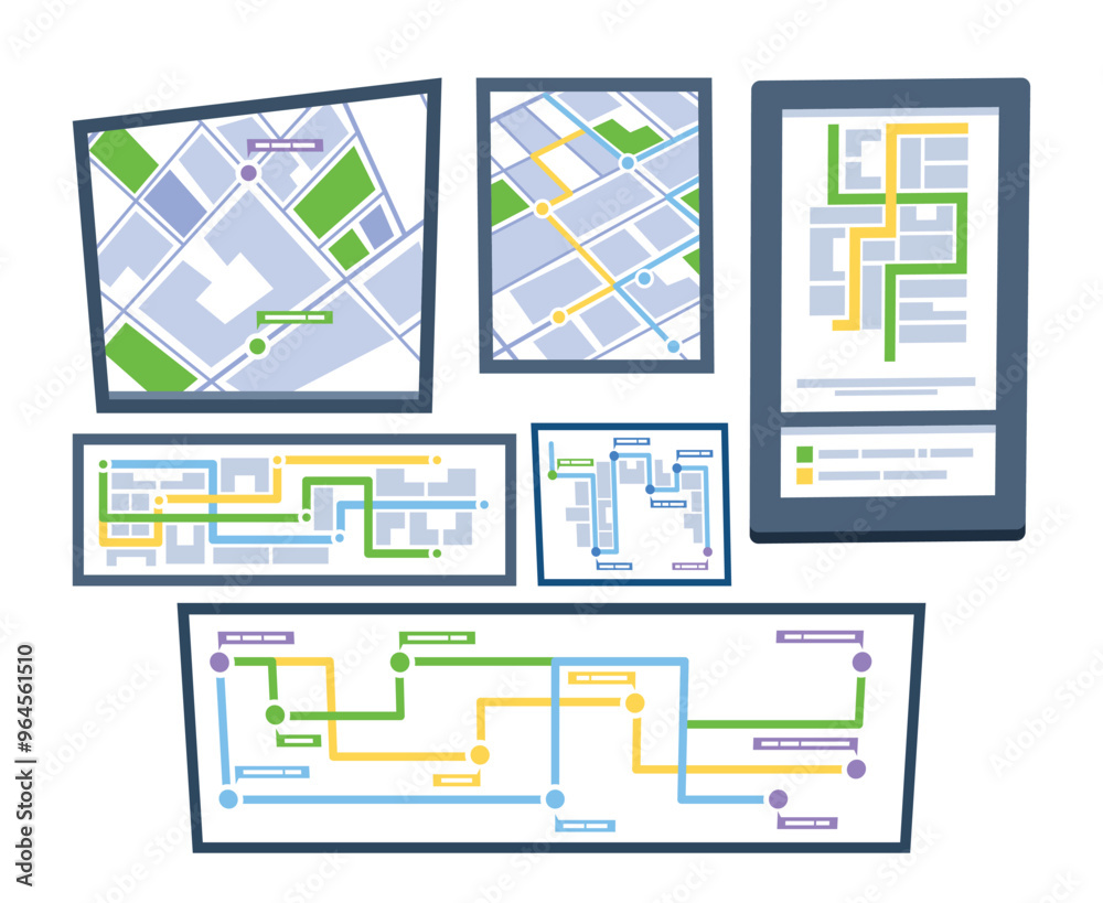 Set of Navigation Maps Displayed On Different Digital Devices ...