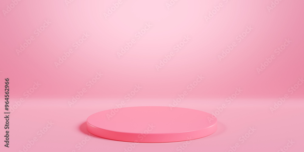 Pink pastel cylinder podium for products promotion. 3d render illustration of simple background with goods display stage. Scene with minimal round platform mockup in studio room interior. Pink pastel cylinder podium for products promotion. 3d render illustration of simple background with goods display stage. Scene with minimal round platform mockup in studio room interior.