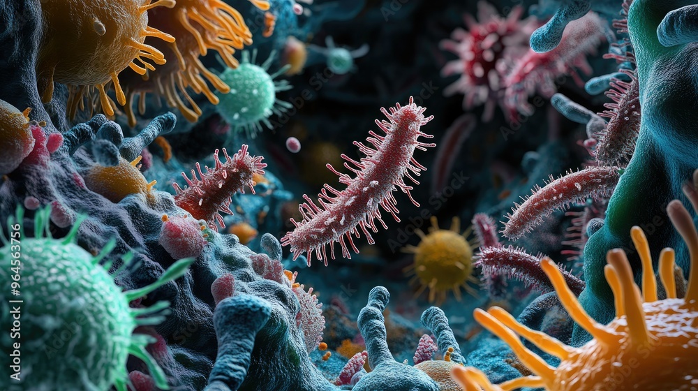 Germs under a microscope with ample room for information Germs under a microscope with ample room for information