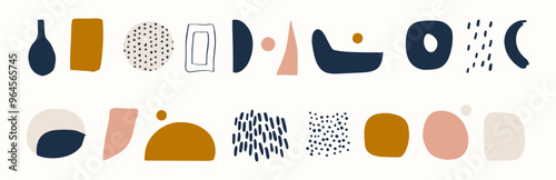 Set of boho abstract organic shape. hand drawn doodle art. vector blob