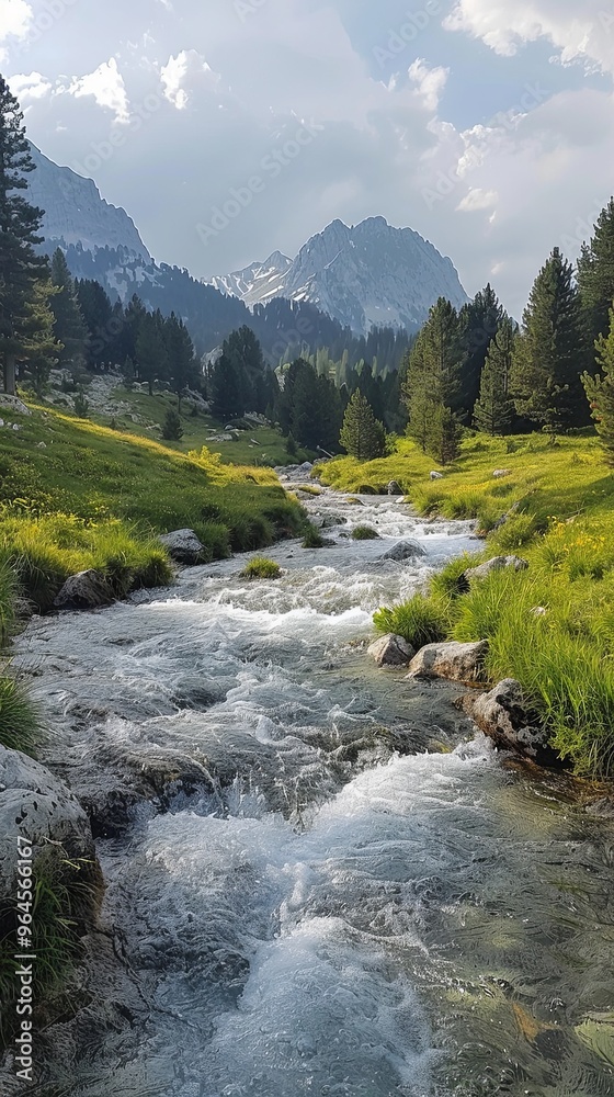 The forest is home to a mountain stream flowing over rocks. The forest is home to a mountain stream flowing over rocks.